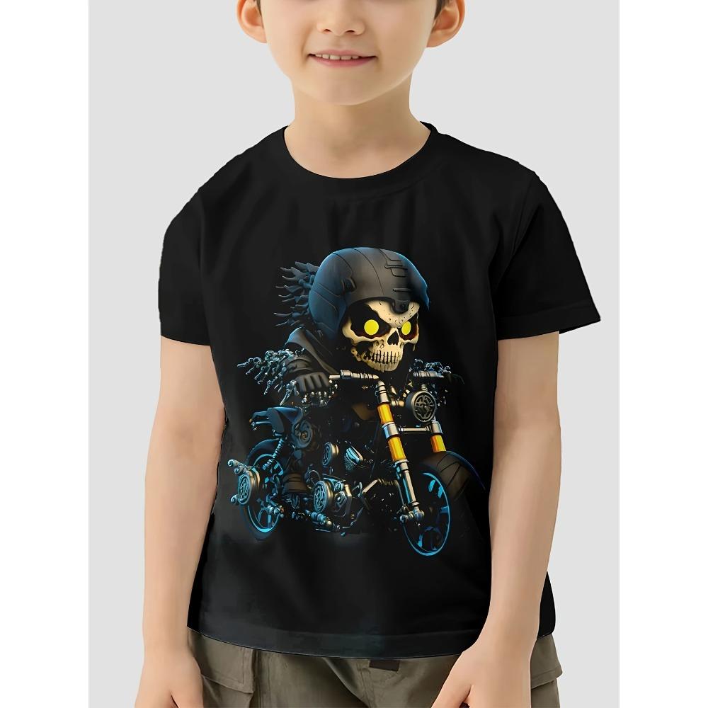 Abbigliamento per Bambini T-shirt da Ragazzo Manica Corta Stampa Teschio 3D Abbigliamento Estivo per Bambini Streetwear Creativo alla Moda Girocollo Abbigliamento per Ragazze