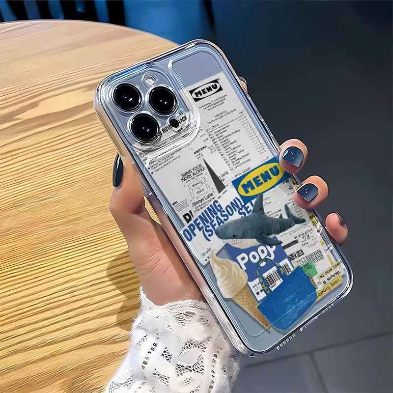 Ice Cream Cone Shark iPhone 17 Pro Max Compatible Soft Case for Apple 16/17 Pro, 15/14/13.