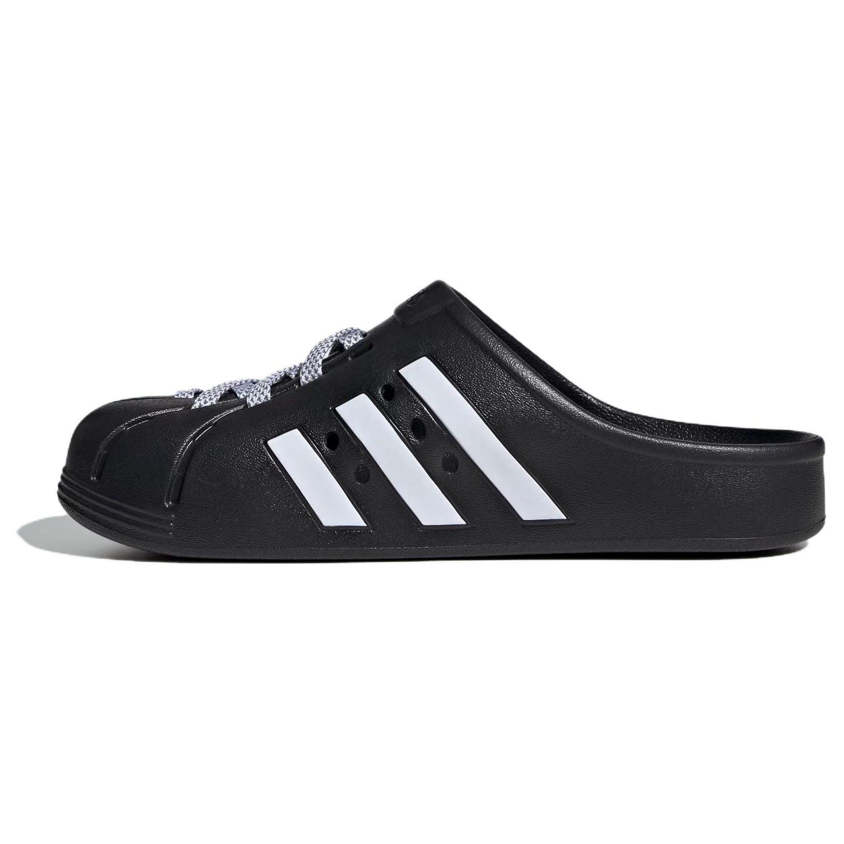 Адидас Adilette Clog  Черно-белые шнурки  JH9848 43