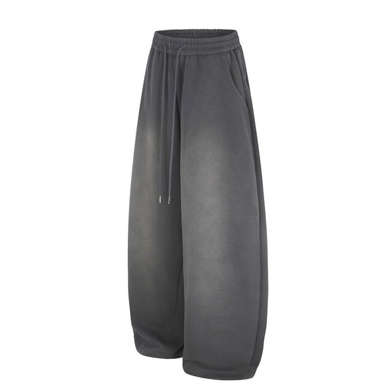 Mens Loose Fit Wide Leg Sweatpants Streetwear Graphic Patchwork Joggers Casual Trousers