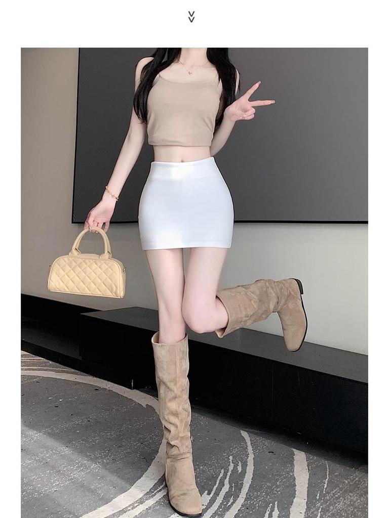 2025 New Black A-Line Midi Skirt: Slim-Fit, Versatile Summer Style for Women