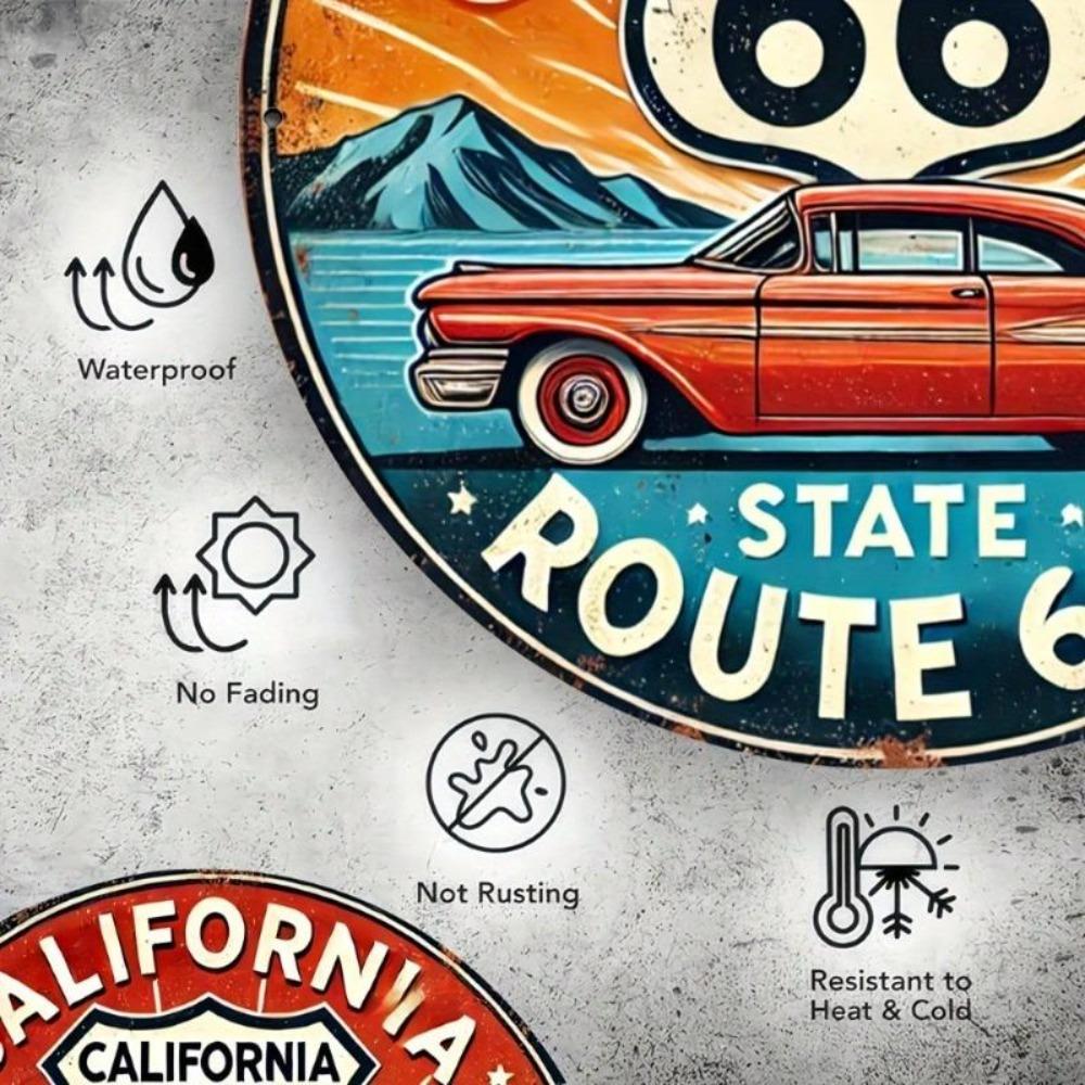 Vintage Route 66 California Metal Tin Sign Wall Art Home Bar Garage Decor