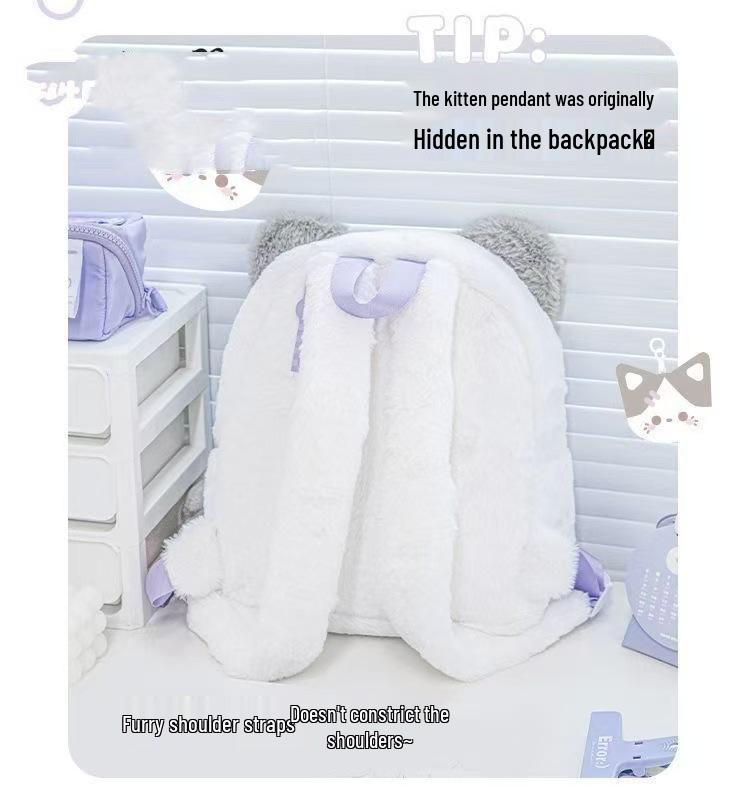 Niedlicher Cartoon Plüschrucksack - Leicht, vielseitiger Moe-Stil für Damen, lässige Pendeltasche mit Puppendesign