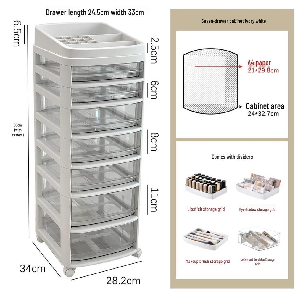 Akrylowa szafka do przechowywania makijażu z szufladami i ruchomymi półkami