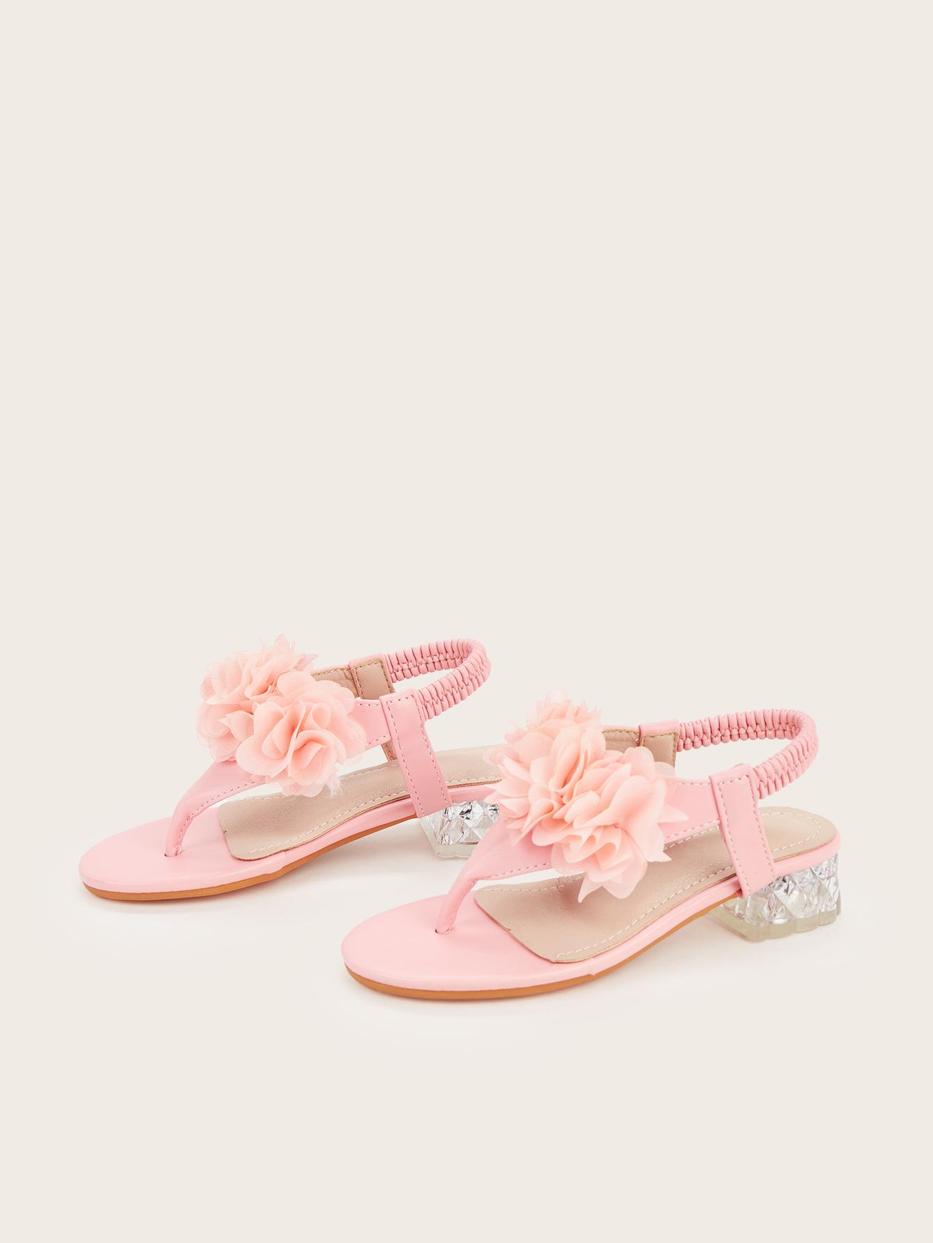 Girls Spring 2026 Flower Lace High Heel Sandals 34 розовый