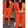 Elegant Office Lady Two Piece Sets Autumn Winter Women Fashion Notched Neck Long Sleeve Blazer & High Waist Work Pants Suit