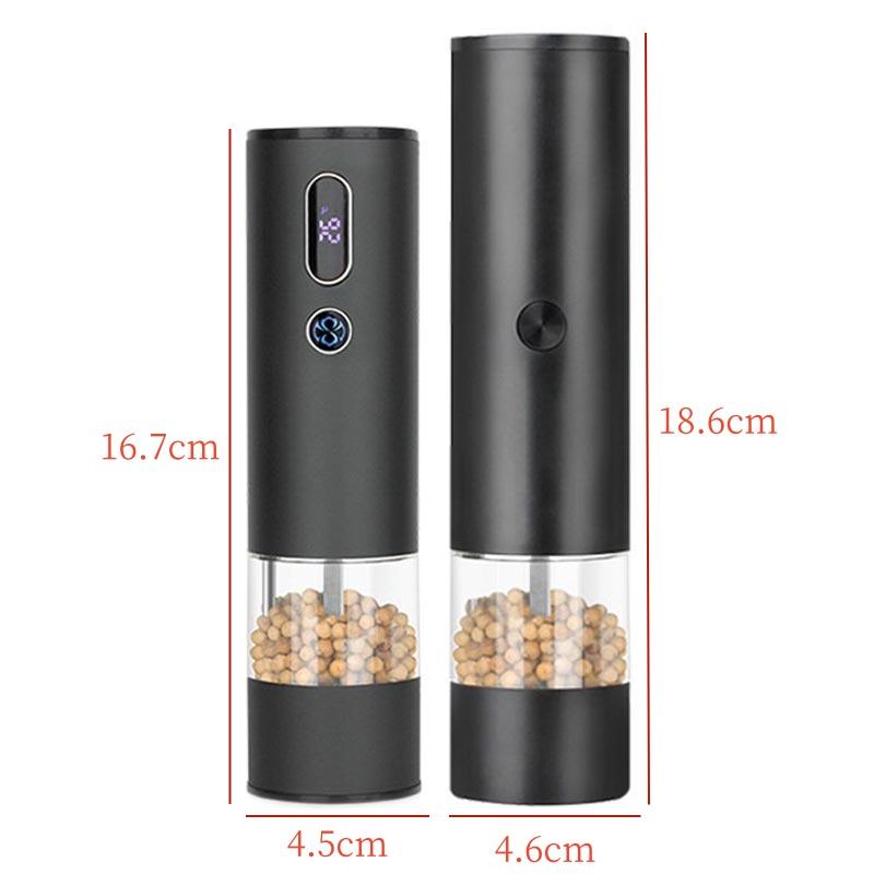 Electric Automatic Salt Pepper Grinder Rechargeable With LED Light Dual Display Adjustable Coarseness USB Charging Pepper Mill