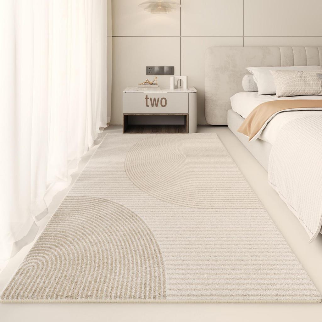 Minimalist Cream Bedside & Living Room Carpet - Thickened Floor Mat for Bedroom & Study