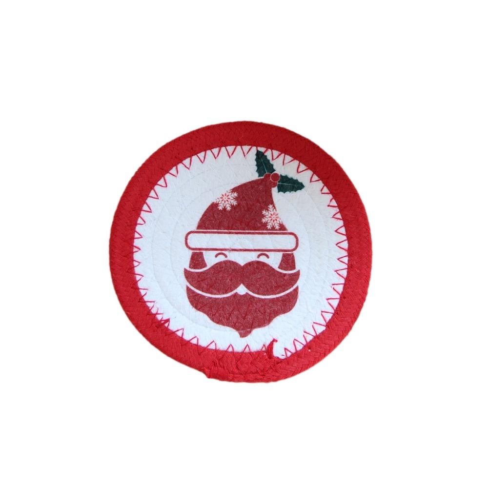 Woven Cotton Rope Christmas Coaster Heat Resistant Insulated Mat Snowman Pot Table Mat  Kitchen