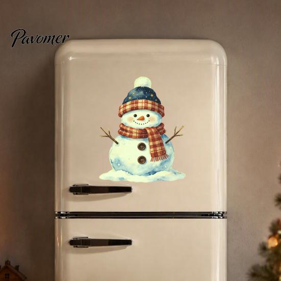 Scratch Cover Stickers for Home Appliances Glow in The Dark Snowman Wall Christmas Decor, Removable PVC Winter Washable Kitchen And Furniture Decals,