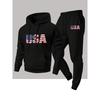Autumn and Winter Men's Sports and Leisure Hooded Sweatshirt and Sweatpants Set 2 Pieces with Fashionable National Flag Print