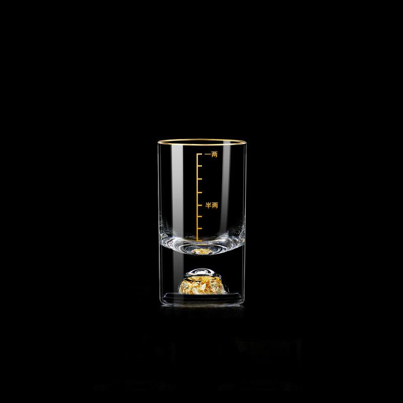 50ml Golden Mountain Vision Scale Graduated Cup Luxury Drinkware for Party Chinese Spirits Cups SGlass Gold Foil Wine Glass