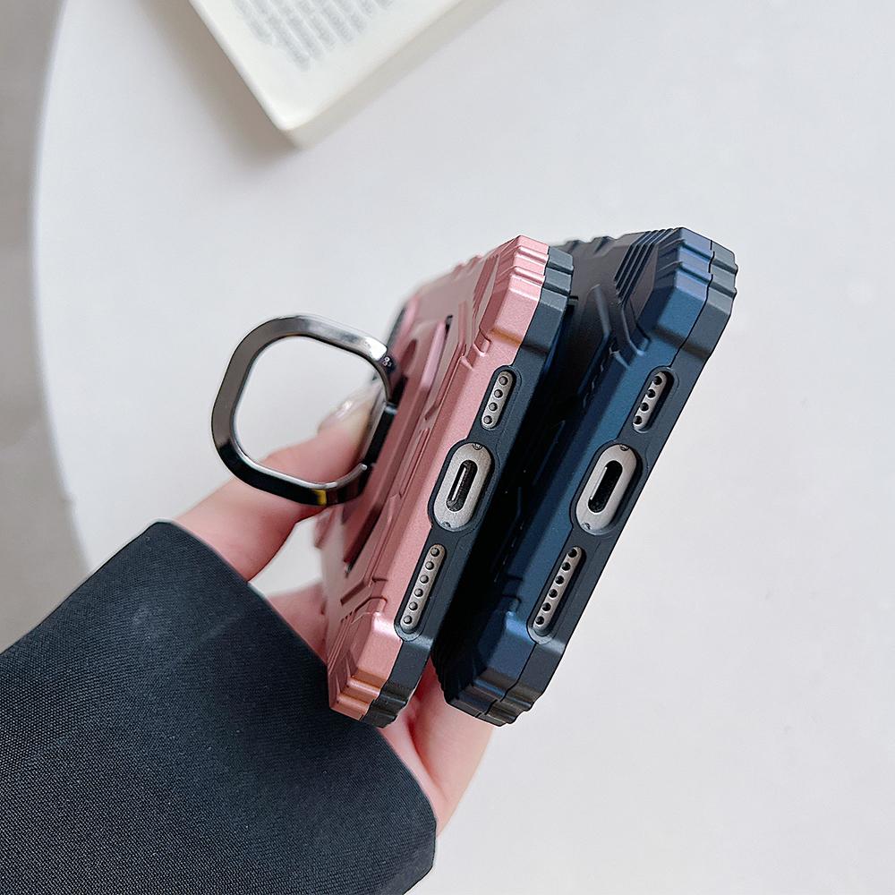 shockproof rugged metal ring bracket hard phone case for For Iphone 15 14 13 12 11 Pro Max car phone holder scratch-proof back cover