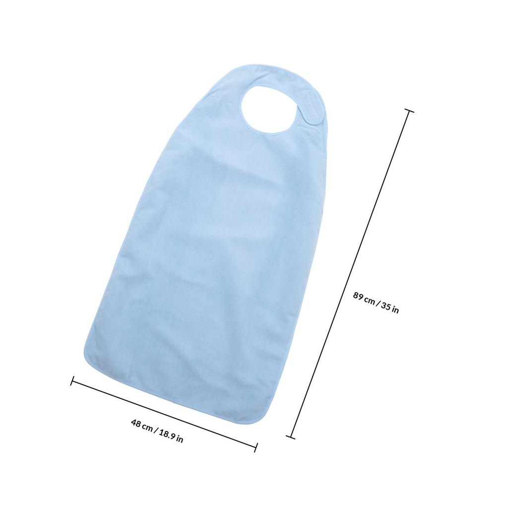 Adult Waterproof Elderly Meal Bib Sky Blue Large Soft Washable Cloth Feeding Aid Clothing Protector Mealtime Protector