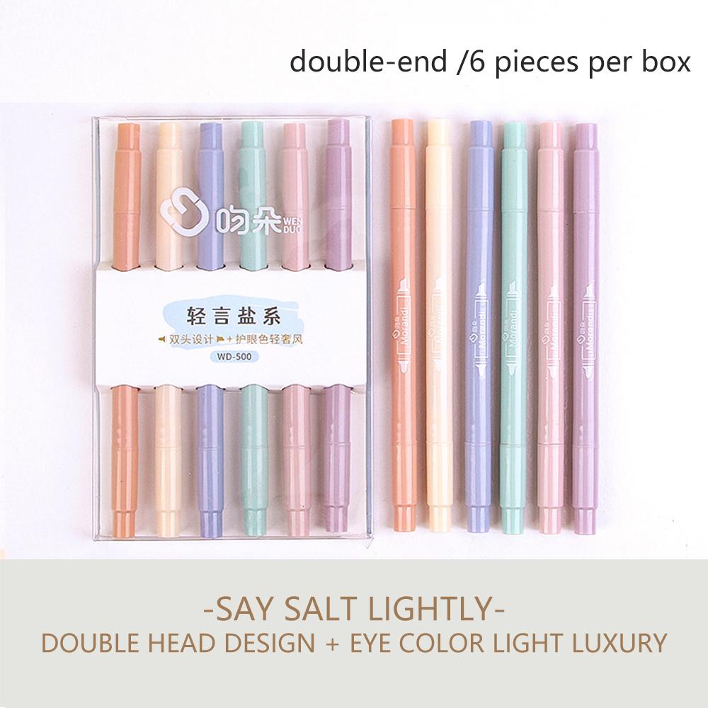 

Набор из 6 цветных маркеров с мягким наконечником, с двойным/одинарным наконечником, ручки-хайлайтеры для защиты глаз, пастельные и флуоресцентные цвета, для выделения ключевых заметок