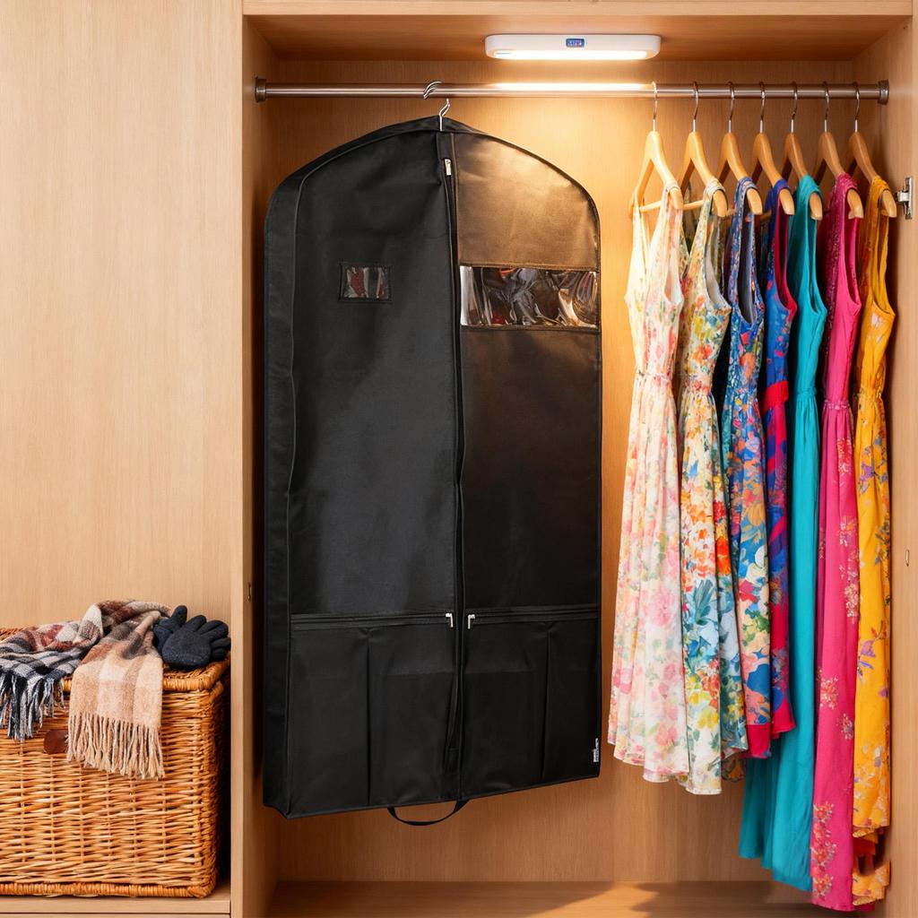 Garment Bag Black Zippered Closet Storage Clothes Cover Garment Storage Bag With Zipper For Gowns Clothing Outfit Clothes Dress