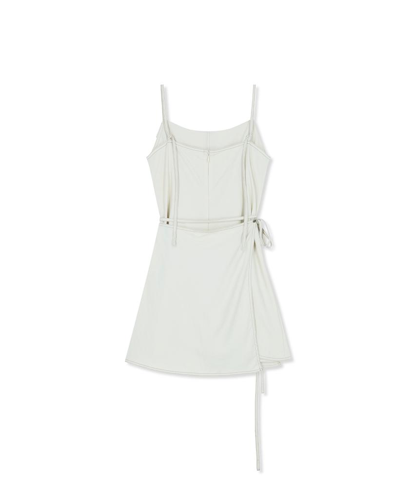 Mattengkim Sleeveless Wrap Dress In Cream