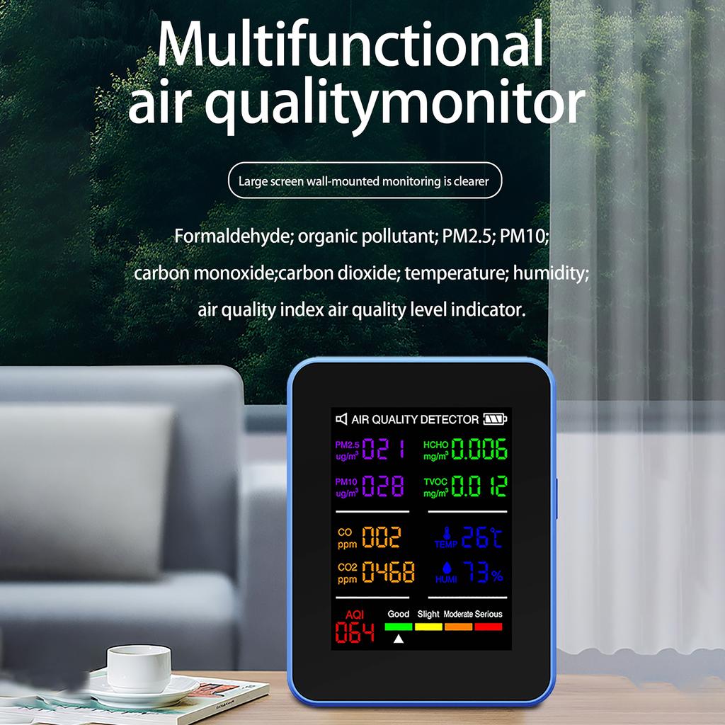Luftqualitätsmonitor 10IN1 Innenraumtemperatur- und Luftfeuchtigkeitsdetektor Multifunktionstester Sensortechnologie CO2 CO