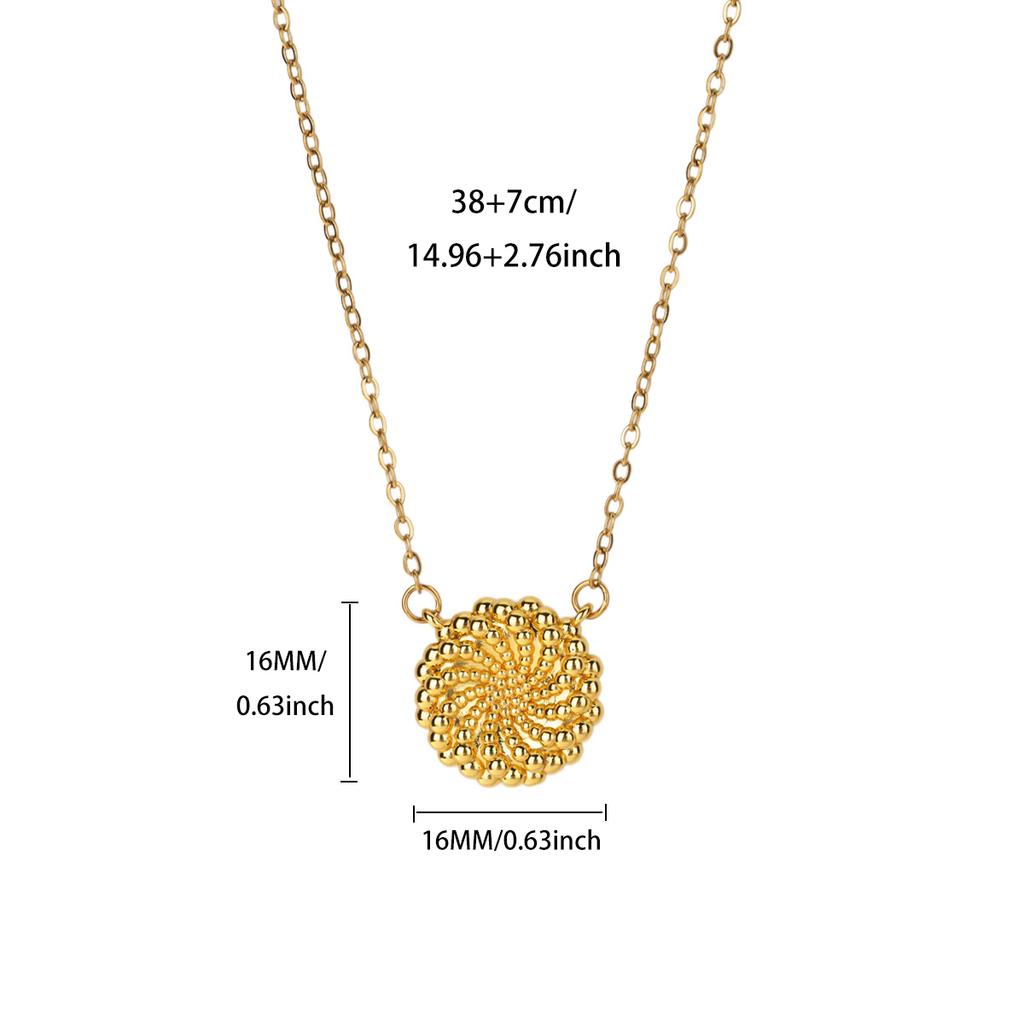 Stylish Stainless Steel Threaded Bead Flower Necklace for Women Mama 18K Gold-plated Necklace Choker Wedding Jewelry Accessories