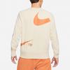 Nike Swoosh Ft Crew Large Logo Print Knit Pullover Sweatshirt Men Tops Khaki DD6097-219