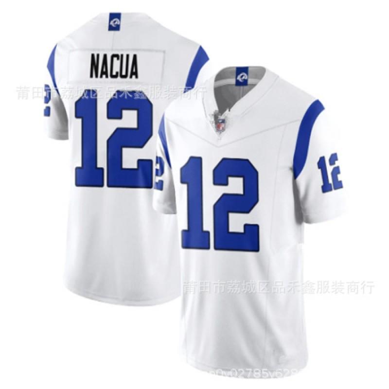 Men Women Cotton Football Jersey Rams Team Donald 99 Macua 12 9 23 Embroidered Sport Shirt Winter
