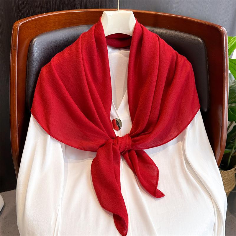 

Женский весенне-осенний однотонный тонкий солнцезащитный платок на голову в стиле ретро с элегантной шалью 90*90