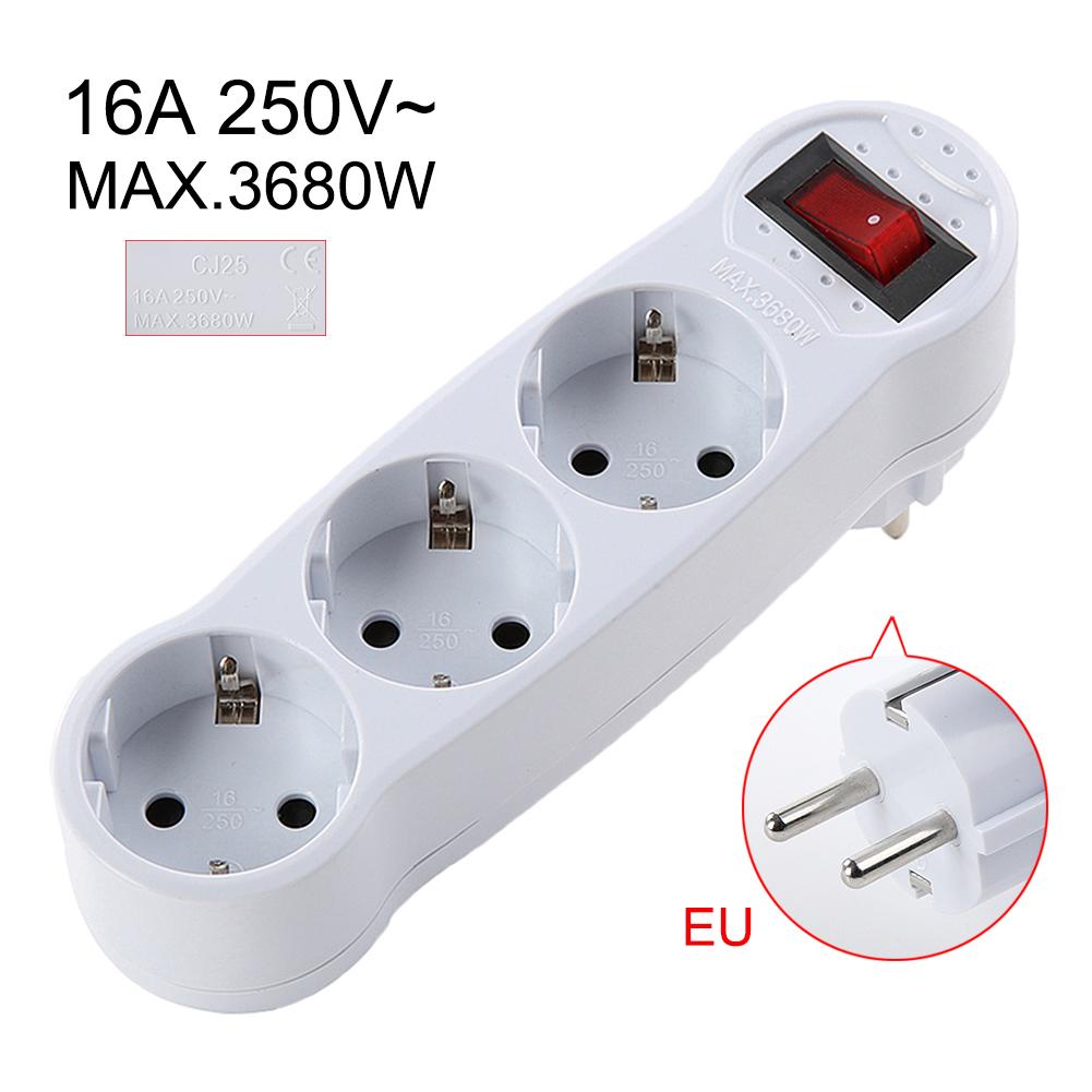 EU Plug 1 To 3 Power Adapter Wireless European Plug Splitter Multi Socket Converter