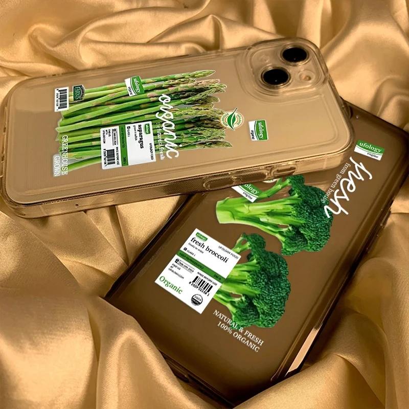 Cauliflower and Broccoli Phone Case iPhone 15 Pro Max 11 12 13 16 14 Plus Silicone Shockproof Transparent Phone Case