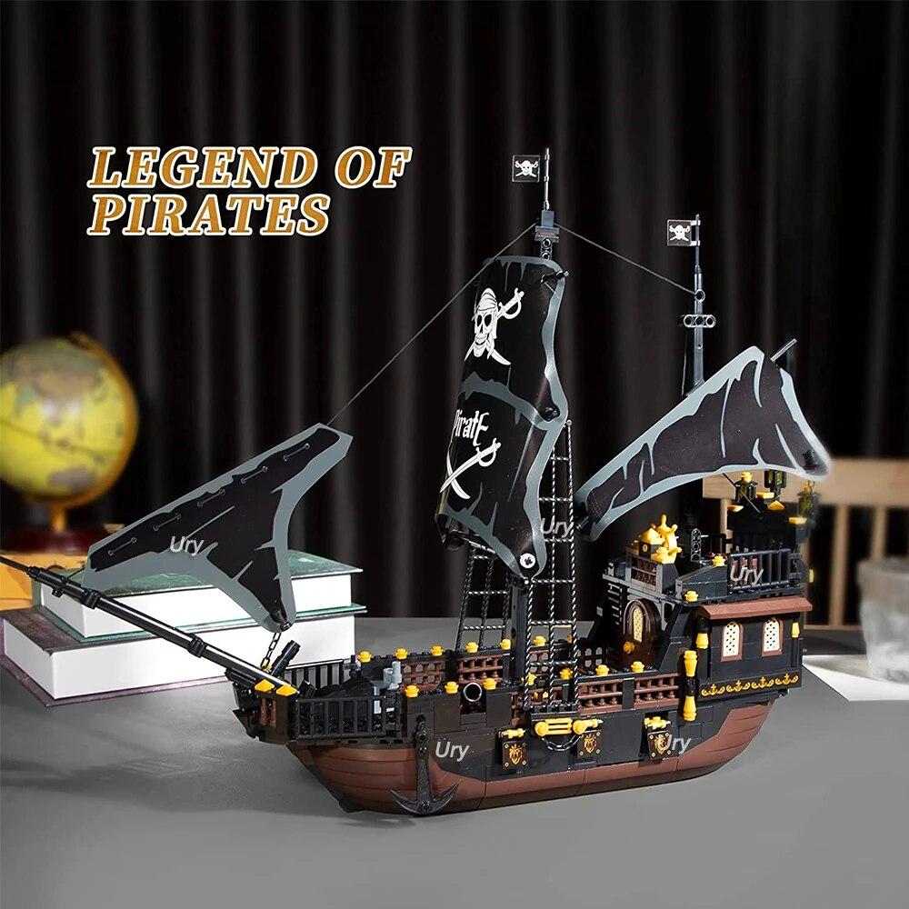 

Пиратский корабль, приключенческий черный корабль, остров, штормовое судно, флагманский фильм, строительные блоки, модель плавучего дома, игрушка для детей, рождественский подарок