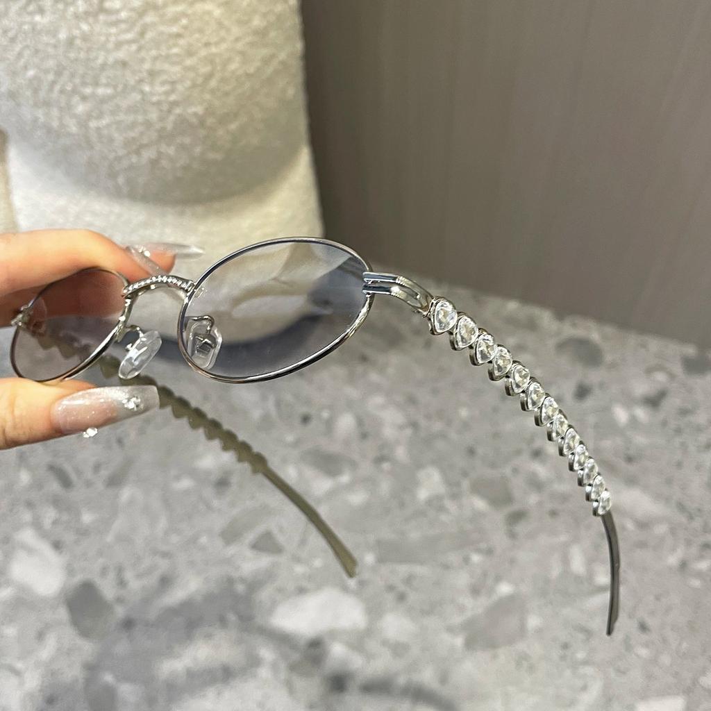 Óculos de sol femininos com strass, elegantes, ovais, vintage, redondos, pretos, masculinos, brilhantes, diamantes, design de luxo