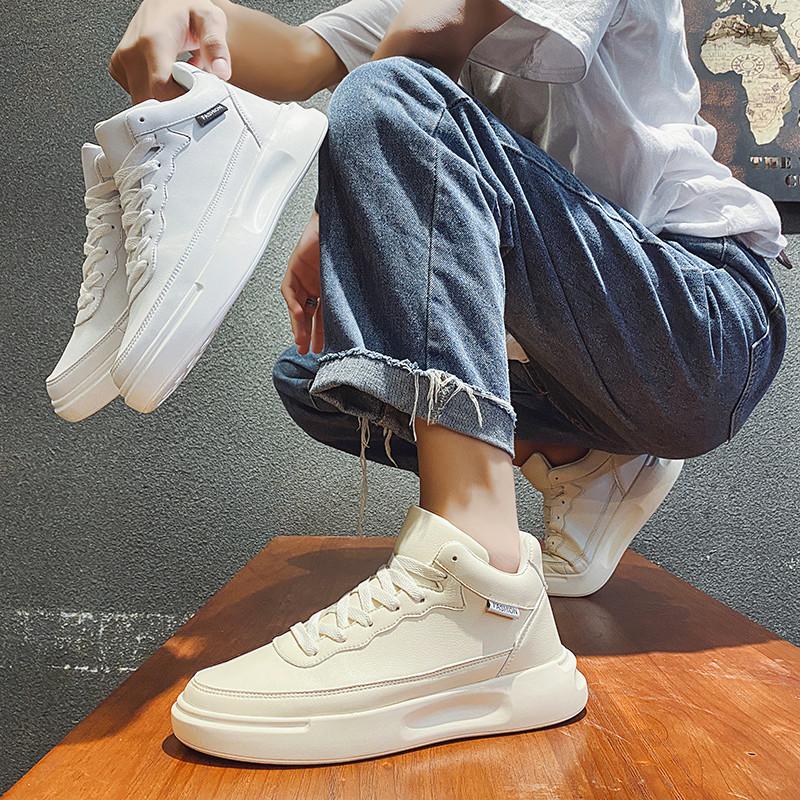 Fashion Brand New Men PU Leather Shoes Korean Trend Comfortable Loafer Men Shoes British Fashion Men High Top Sneakers New Moccasins Men