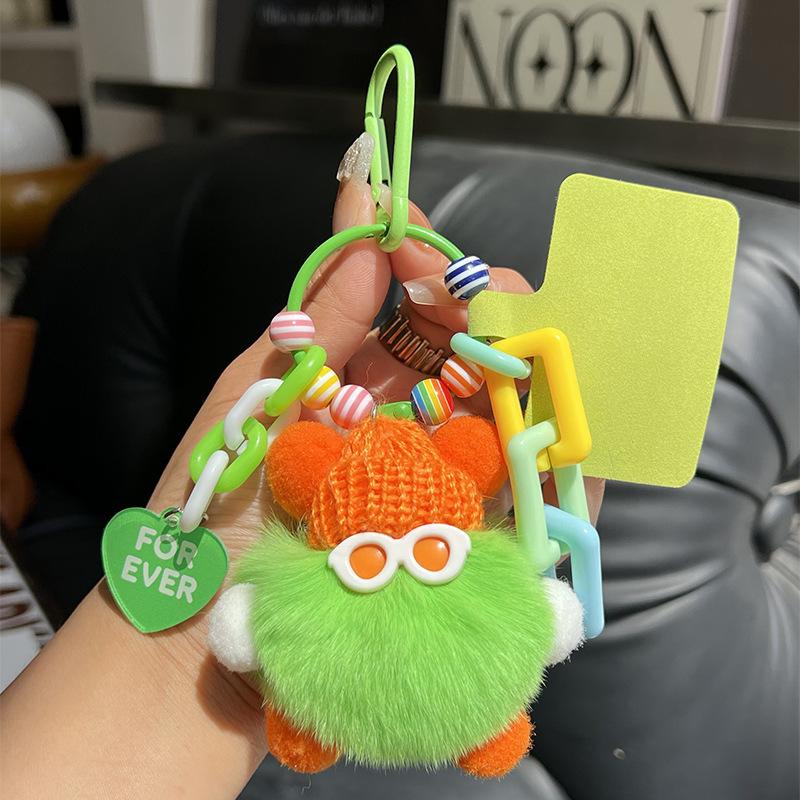 Adorable Plush Keychain DIY Cartoon Character Bag Charm for Backpack Keys