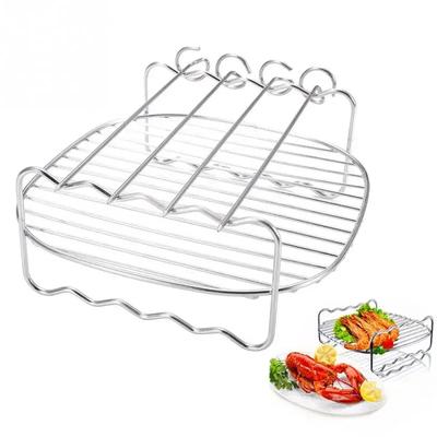 Backblech-Spieße, Airfryer, Edelstahlhalter, Grillrost, doppellagiges Grill-Backblech, Ersatzgrill, Küchenwerkzeuge