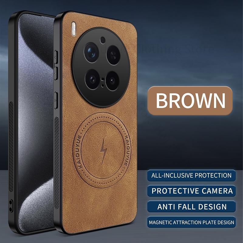 Bezdrátová nabíječka pro magnetické pouzdro Magsafe pro vivo X300 Pro Měkký nárazník Kožený kryt pro telefon VIVO X300 Pro Nárazuvzdorný kryt