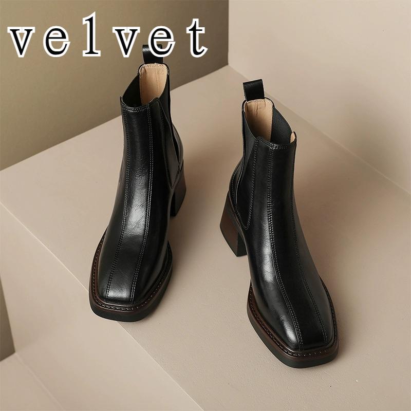 

Модные осенне-зимние ретро короткие женские ботинки 2024 года из натуральной кожи с толстым каблуком и квадратным носком, женские туфли на высоком каблуке 40