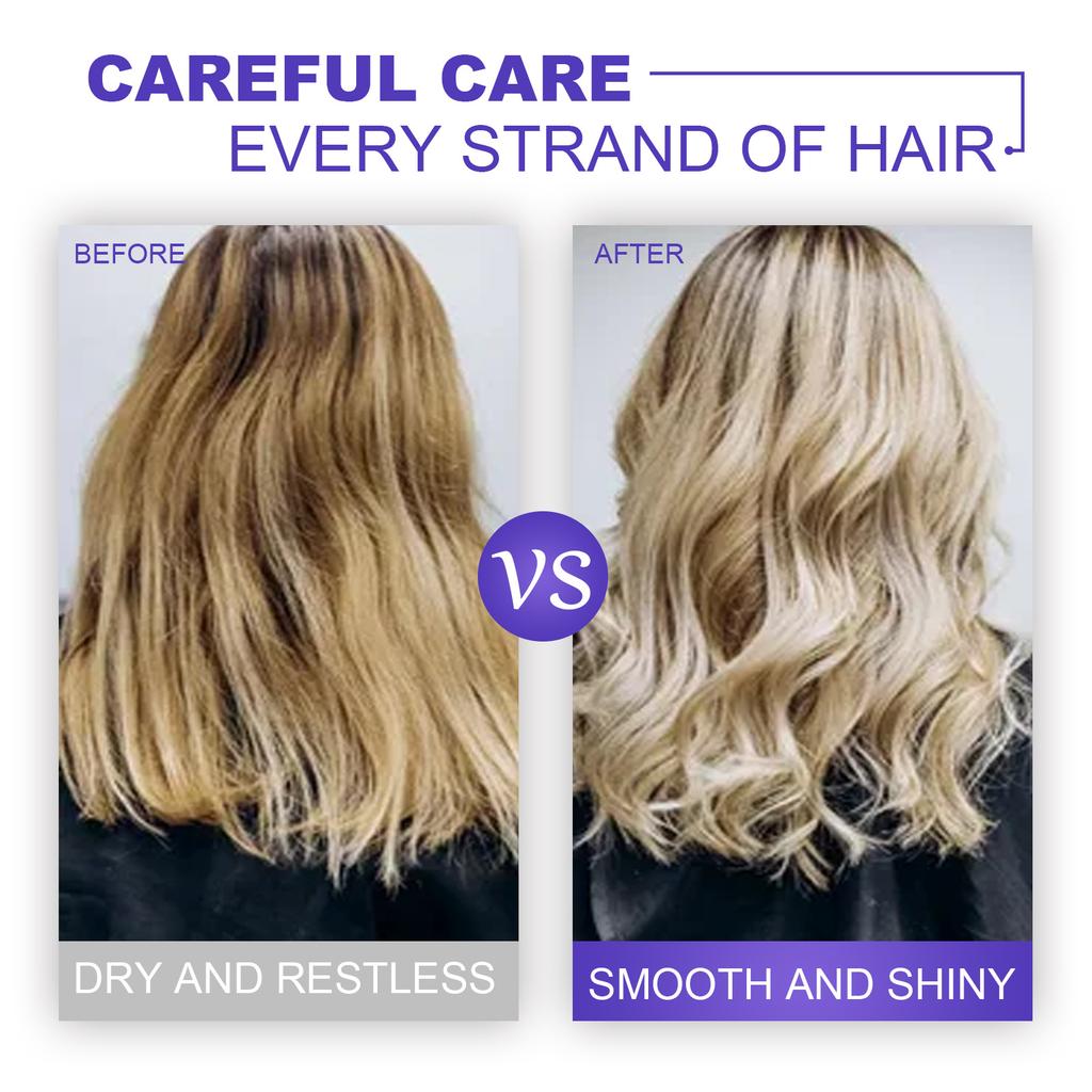 Paarse haarverzorgingsfilm, hydraterende film voor het haar, geschikt voor het permanenten van een gespleten haarpunt, droog en geïrriteerd haar. Zachte haarverzorgingsfilm.