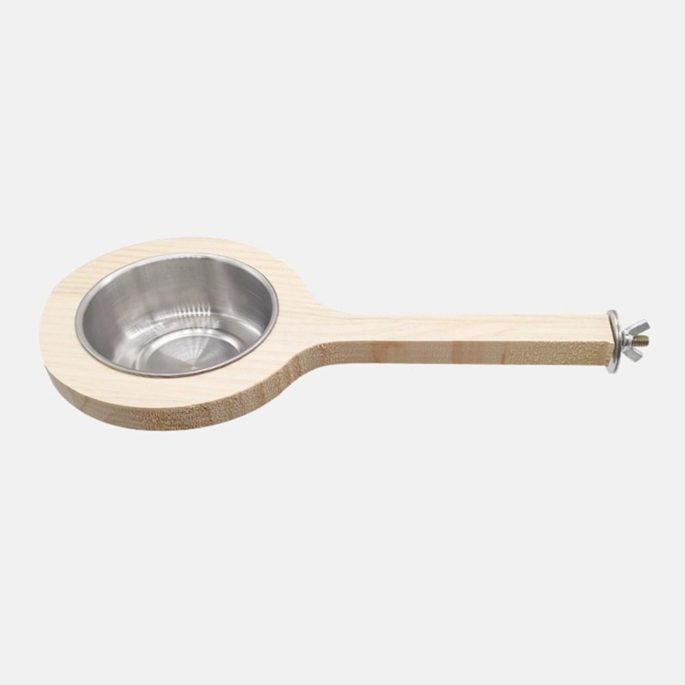 Wood Bird Perch Stand Platform Removable Bird Food Bowl Parrot Feeding Cup  Bird Cage Accessory