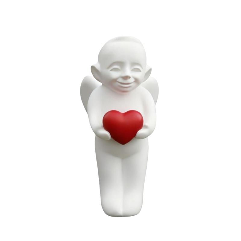 Angel Holding Heart Statue Love Expression 3D Printed Sculpture Figurine for Home and Office Tabletop Bookshelf Decors Gift