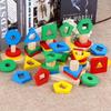 Wooden Geometric Stacking Blocks for Infant Color and Shape Recognition