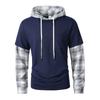 Spring and Autumn New Plaid Casual Solid Color Hooded Long-sleeved Sweatshirt for Men