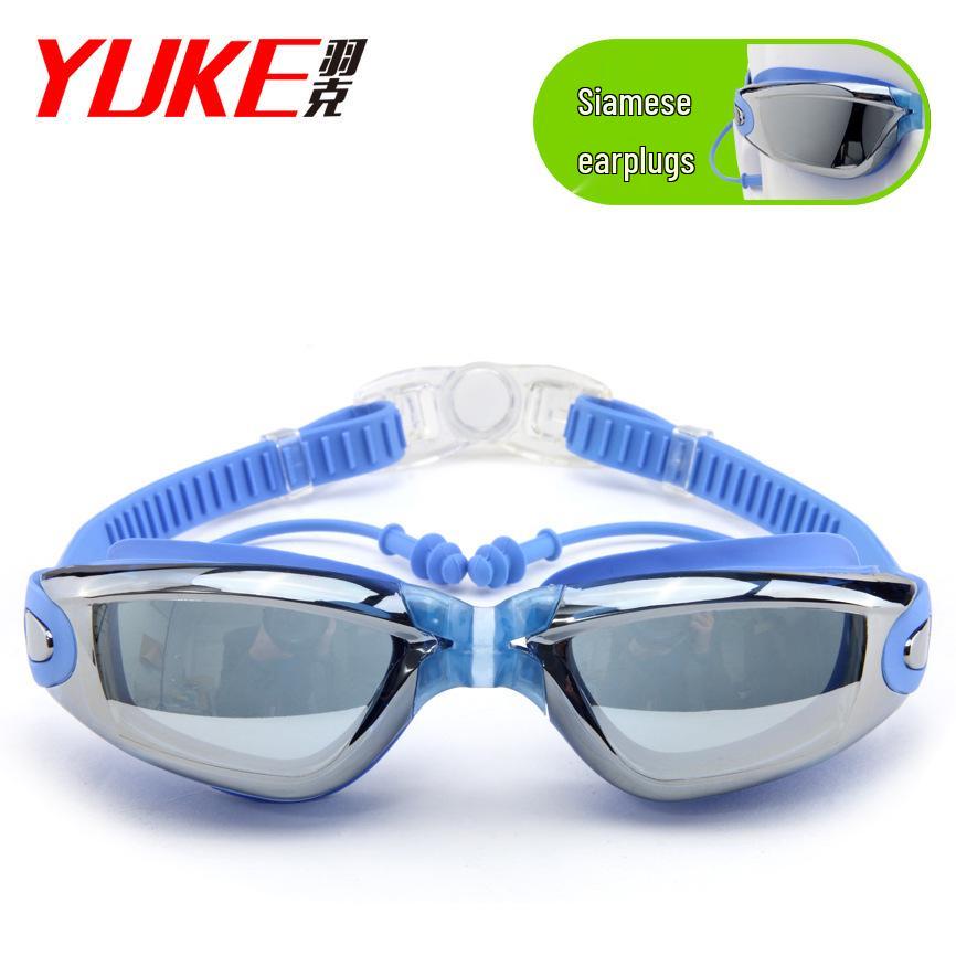Yuke High-Definition Anti-Fog Adult Swim Goggles with Earplugs for Clear Vision