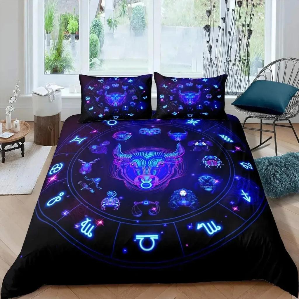 Gemini Comforter Cover Set Twin Size Constellation Duvet Cover Set Outer Space Universe Planet Print Bedding Set for Kids Teens