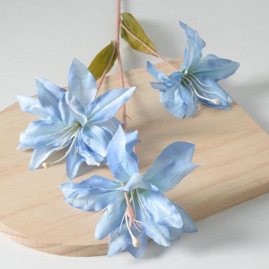 3 Heads Artifical Lily Flowers Full Blooms Fake Real Touch Flower Bouquets for Wedding Party Decor Home Table Centerpiece