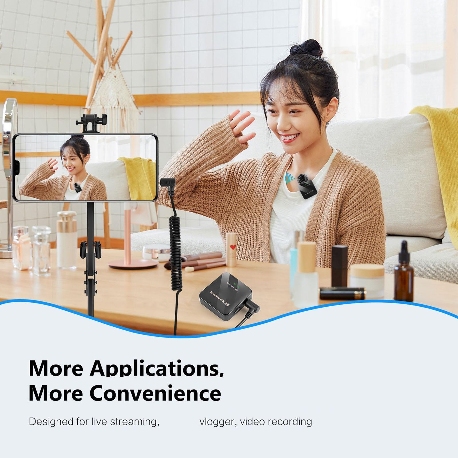 

Wireless Clip On Microphone 10M Transmission Rang Intelligent Noise Reduction Omnidirectionial Pickup Lapel Mic for One-Trigger-One