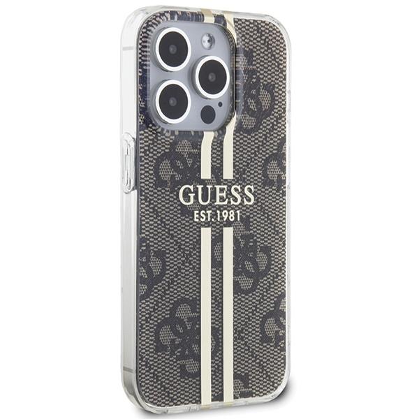 Guess Guhcp15Lh4Psegw Iphone 15 Pro 6.1 Brązowy/Brown Hardcase Iml 4G Gold Stripe