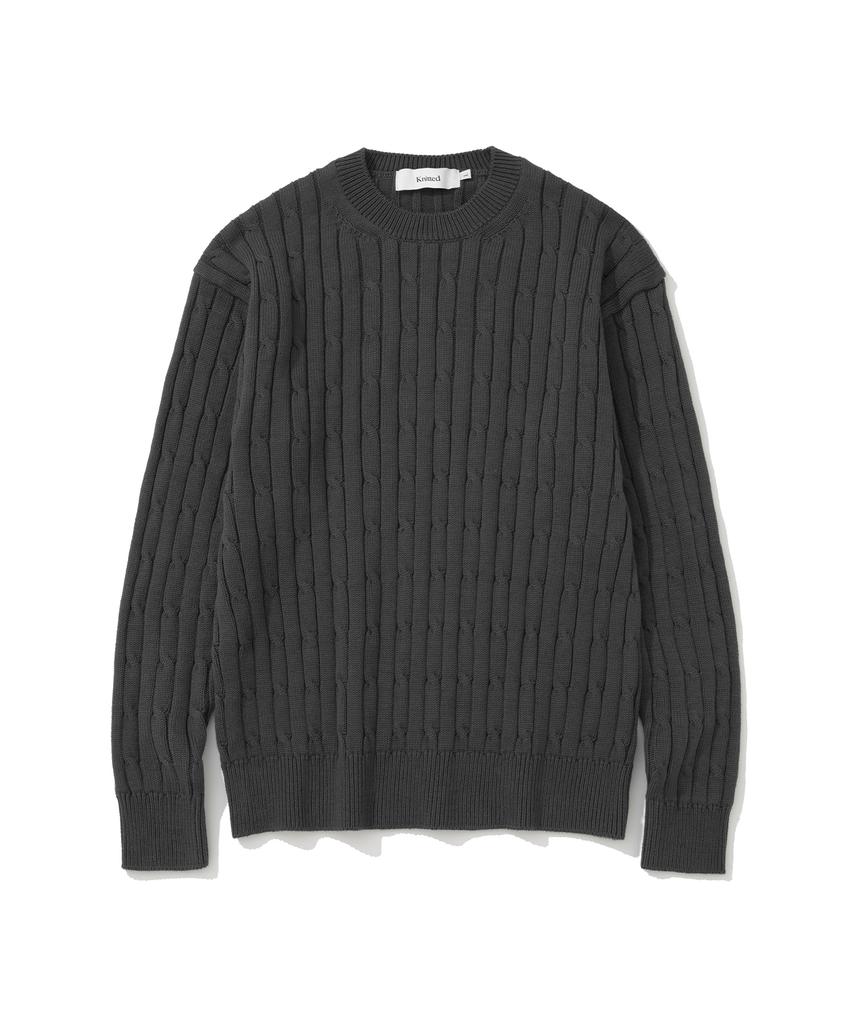 KNITTED [Nitied X Fashion Planet] Cable Round Knit Charcoal