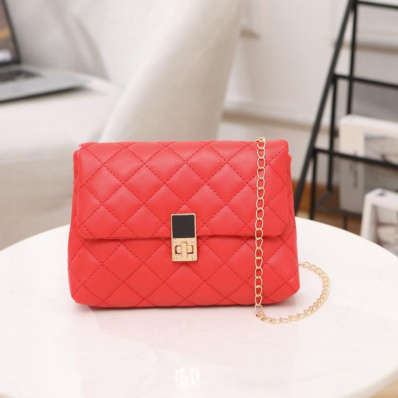 Rhombus Embroidery Thread Women's Bag New Popular Urban Simple Chain Messenger Bag Fashionable Shoulder Bag