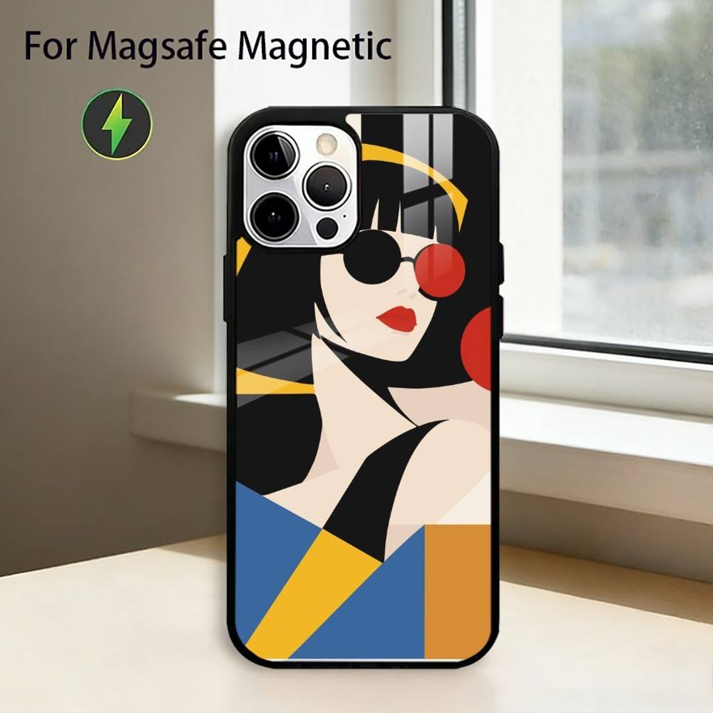 Geometric Bauhaus A-Art Phone Case For iPhone17,16,15,14,13,12,11 Plus,Pro Magnetic with Magsafe Wireless Charging