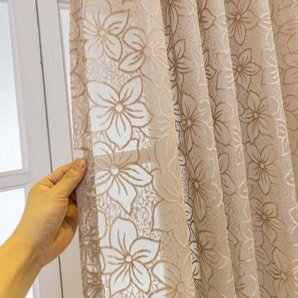 1 Panel French Country Green Leaf Print Semi-Sheer Gauze Curtain with Grommet Top - Mint Green & White Botanical Window Drapes for Bedroom