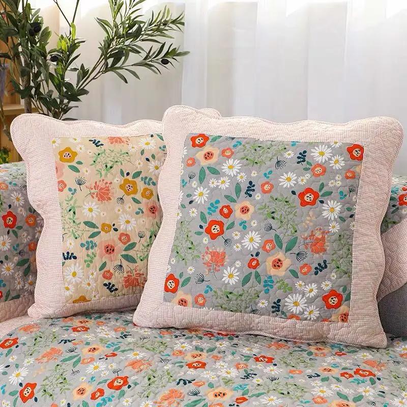 Yeni Çin Tarzı Pastoral Yastık Minder Yıkanabilir Pamuklu Patchwork Kanepe Matı Dört Mevsim Evrensel Yıkanabilir Kapitone Kanepe Örtüsü
